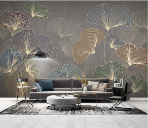 Salon au papier peint doré panoramique