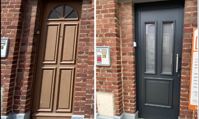 Rénovation d'une porte d'entrée en bois par une porte aluminium