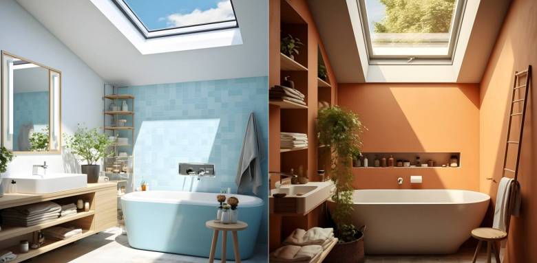 Aménagement d'une salle de bain sous les combles - Designed by freepik