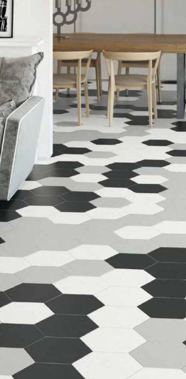 sol pvc hexagonal 3 couleurs