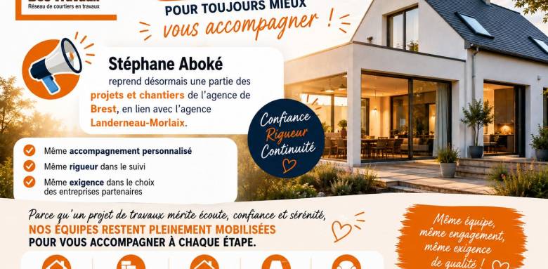 Reprise partielle chantiers de l'Agence de BREST avec l'Agence de Crozon-Châteaulin-Douarnenez 