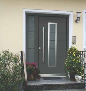 Porte d'entrée en aluminium, style contemporain