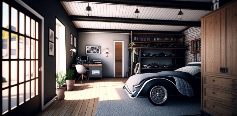 Une chambre aménagée dans un ancien garage de maison