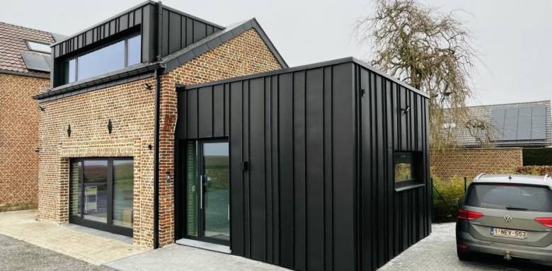 Bardage extension maison zinc