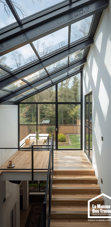 Escalier design avec verrière en acier