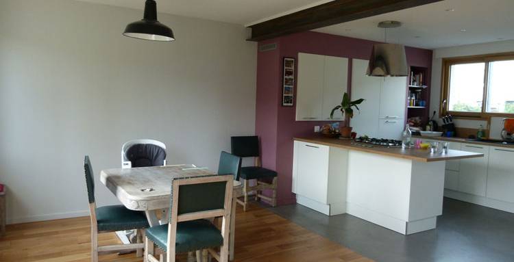 Ouverture de cuisine sur le séjour avec rupture de revêtement de sol - Guilherand-Granges 07