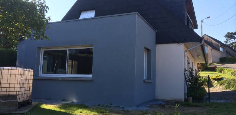Extension de maison maçonnée à toiture plate - Nantes 44