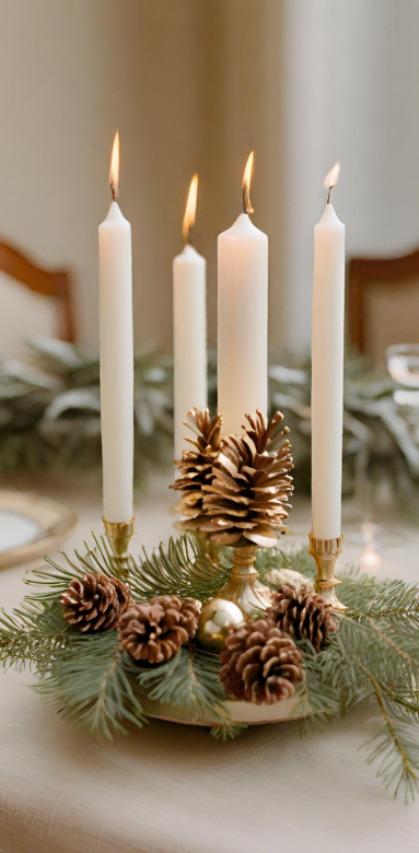 Centre de table élégant en utilisant des bougies blanches