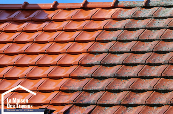 Exemple d'un nettoyage toiture AVANT-APRES