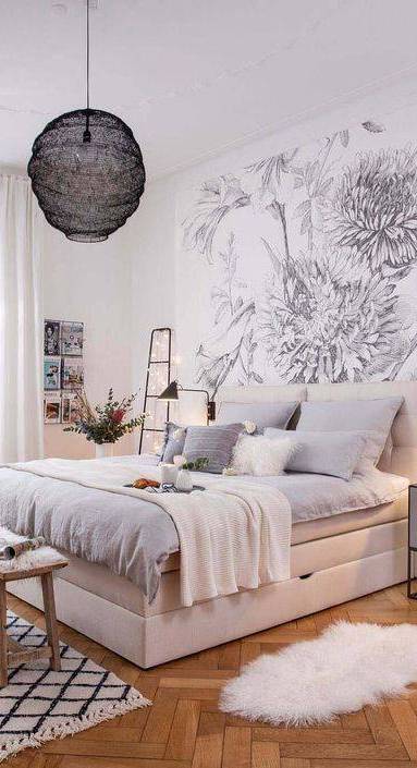 Papier-peint panoramique fleuri dans une chambre - Bouc-Bel-Air-13