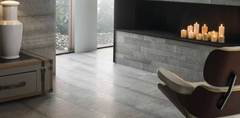 Sol en pierre calcaire gris - Porcelanosa