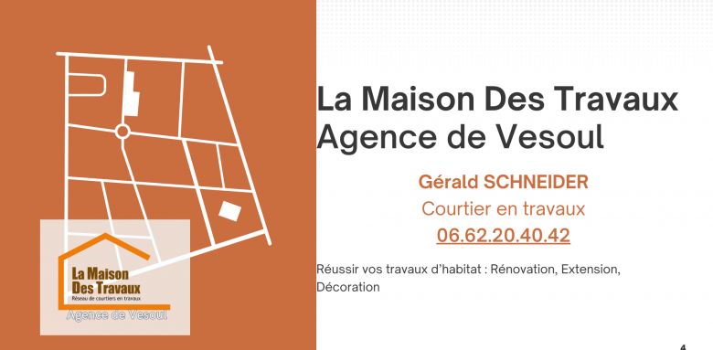 Courtier en travaux à Vesoul – Gérald Schneider – Réussissez vos travaux de rénovation, extension et décoration avec un expert. Contactez Gérald Schneider au 06.62.20.40.42.