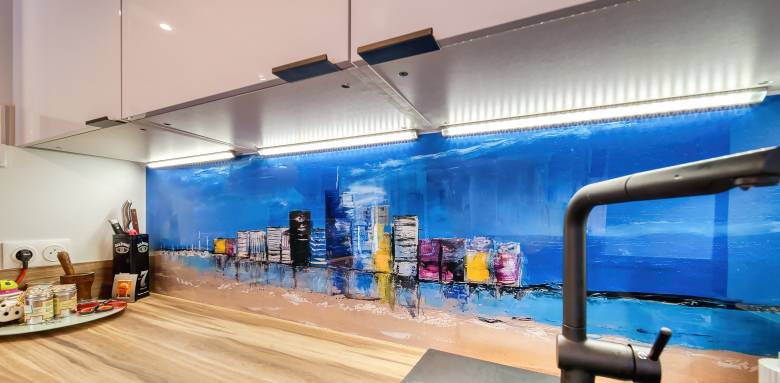 belle crédence en verre sérigraphié