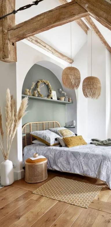Vue d'ensemble d'une décoration avec une décoration bohème