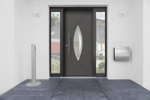 porte d'entrée connectée PVC avec vitrage