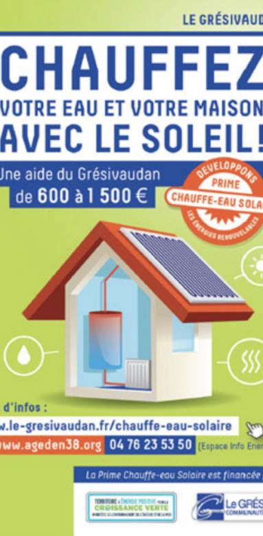 aide du Grésivaudan pour l'installation d'un nouveau chauffe-eau