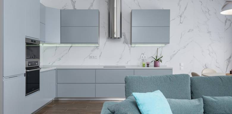 Une cuisine avec des couleurs douces - Chambourcy