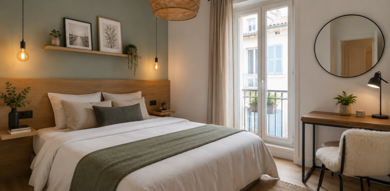 Chambre rénovée dans un appartement ancien à La Ciotat