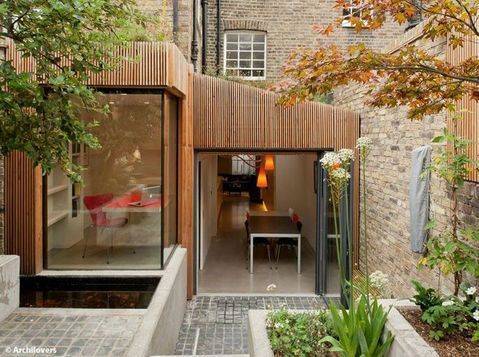 Extension bois avec paroi vitrée fixe panoramique en alu - Hyères 83