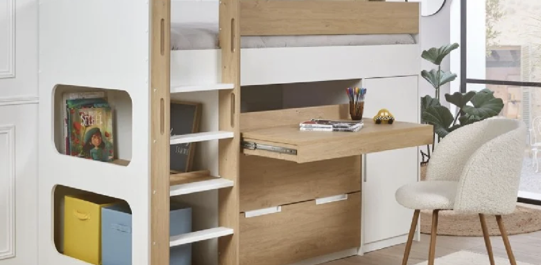 un lit à mi-hauteur très astucieux ! (Maisons du Monde)