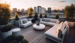Aménagement d'un toit terrasse en salon extérieur - Nantes 44