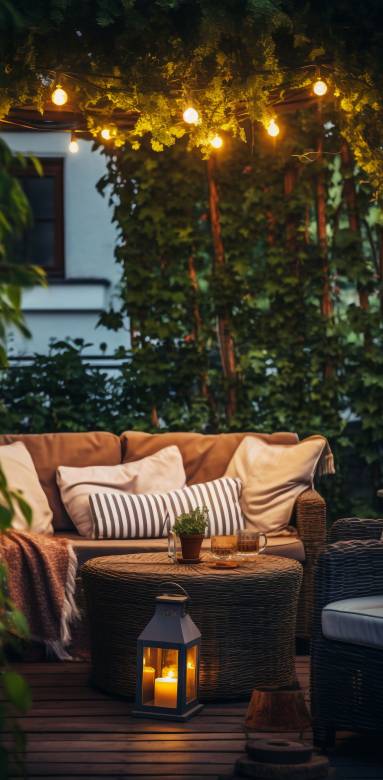 Eclairage extérieur de terrasse avec guirlande lumineuse - Nantes 44