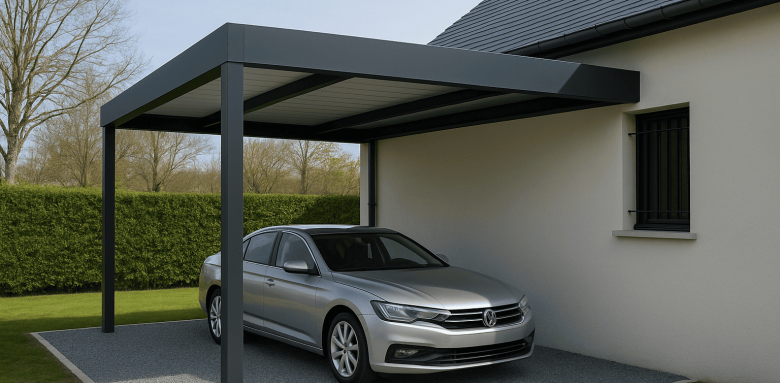 Carport en métal adossé à la maison - Nantes 44