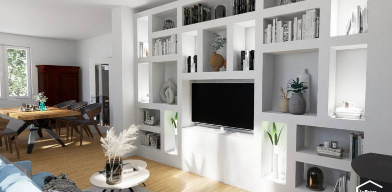 Salon et bibliothèque murale sur mesure