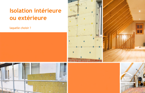 Comparaison entre une isolation des combles par l'intérieur et par l'extérieur. Une illustration pédagogique pour comprendre les différences entre ces deux solutions avant un projet de rénovation énergétique à Quimper.