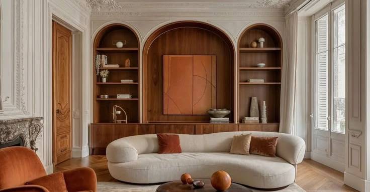  Un salon décoré en version old money revisité - Le Chesnay