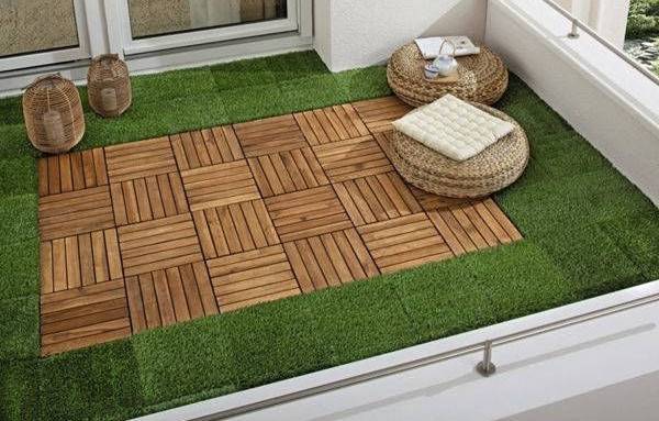 balcon terrasse avec gazon synthétique