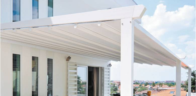 pergola toile rétractable alu blanc