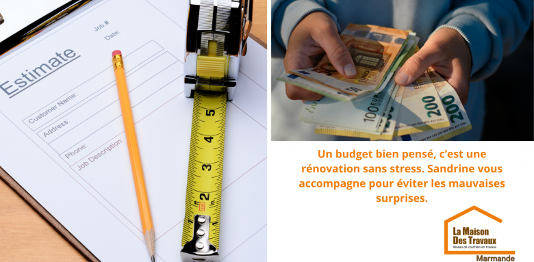 Un budget bien anticipé, c’est une rénovation sans mauvaises surprises. Sandrine vous accompagne pour des devis clairs et fiables.