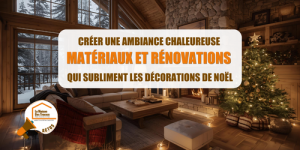 rénovation intérieure savoyarde, ambiance chaleureuse Noël, décoration durable maison, rénovation séjour Albertville, matériaux naturels Savoie, artisans locaux Moûtiers, la maison des travaux albertville moutiers