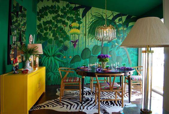 papier peint panoramique décor jungle