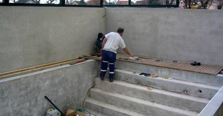 Construction escalier de piscine enterrée