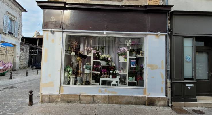 Travaux de ravalement de façade de devanture de boutique fleuriste en cours - Brie-Comte-Robert 77170