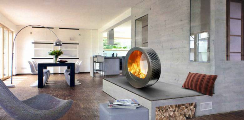 cheminée mobile à bûches