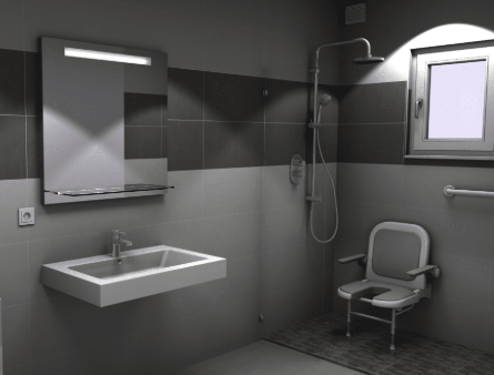  Projection 3D d'une salle de bain PMR