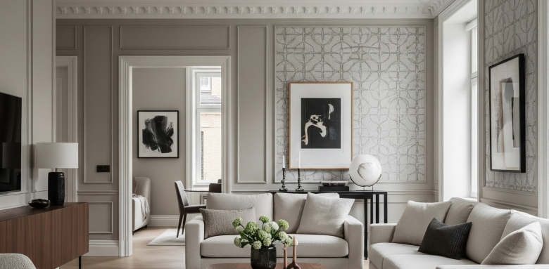 Illustration moulure salon.