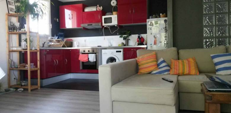 Cuisine ouverte sur le salon dans un petit appartement - Bouc-Bel-Air (13)