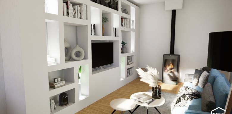 Salon et bibliothèque murale sur mesure