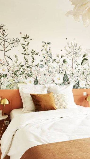 Papier-peint panoramique végétal dans une chambre - Bouc-Bel-Air-13