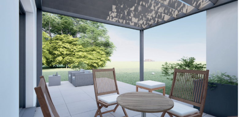 Ambiance terrasse avec pergola bioclimatique 