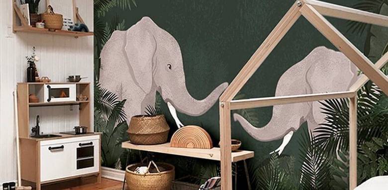 Une chambre d'enfant originale et cosy (papier peint Little Hands, source Pinterest)