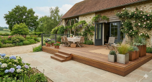 Une terrasse sur plots sur une ancienne dalle