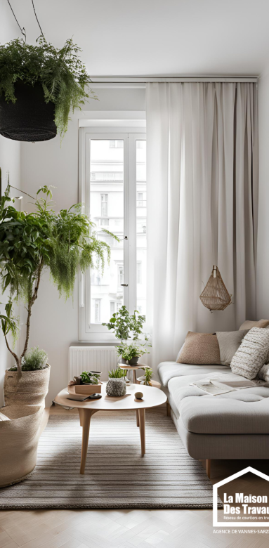 salon lumineux appartement 60m2