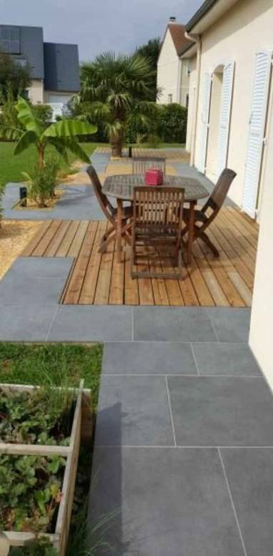Choisir les matériaux de terrasse, mixe bois et carrelage - Nantes 44