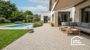 Terrasse en résine, moquette de pierre Mennecy