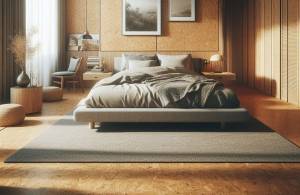 Revêtement de sol en liège dans une chambre